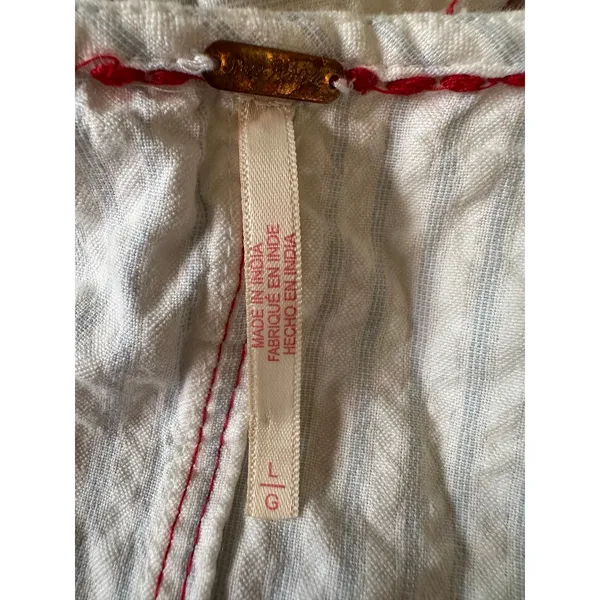 Free People Embroidered Cottage Bohemian Seersucker Saugatuck Midi Dress Large - Image 8