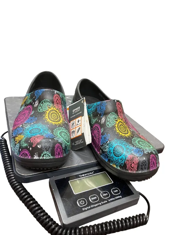 Crocs Work Dual Comfort wms paisley multicolored slip on clogs sz 6W SKU 10-124 - Image 12