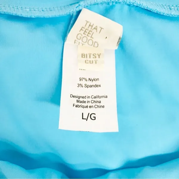 New L*SPACE Frenchi Bottom Bitsy‎ Cut High Waist Bikini Ribbed Aqua Blue Large - Image 9
