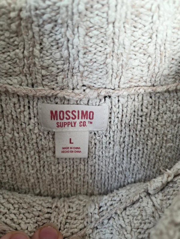 Mossimo Cowl Neck Roll Neck Sweater Chunky Cable Knit Cotton Oatmeal Beige L - Image 5