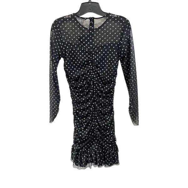 NWT Zara Swiss Dot Mesh‎ Tulle Ruched Mini Dress Size M Sheer Party Going Out - Image 4
