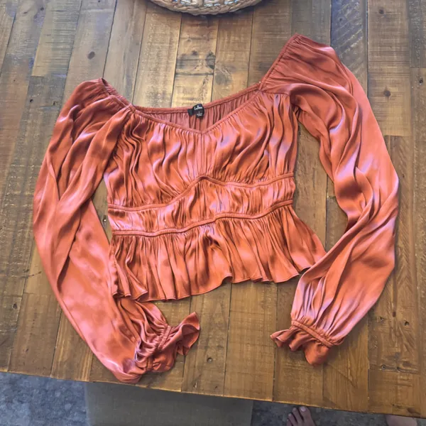 LULUS‎ Satin Ruched Top - Image 2