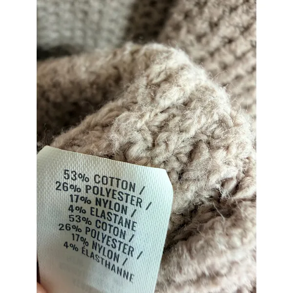 Aerie Sweater Waffle Knit V-Neck Hooded Women's L Blush Oversized Cozy Sweater - Image 5