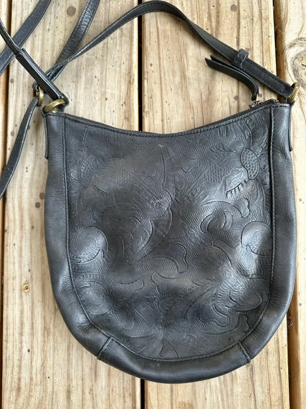 Vintage Y2K Lucky Brand leather bohemian crossbody bag black - Image 3