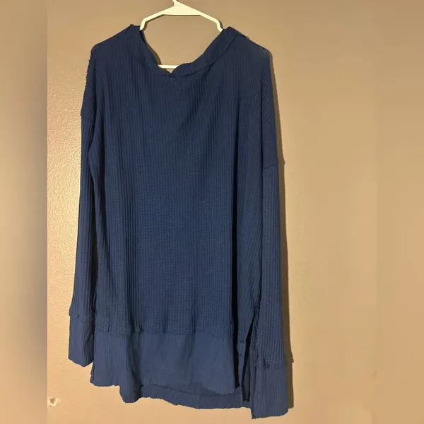 Free People Navy Blue Long Sleeve Top - Image 2