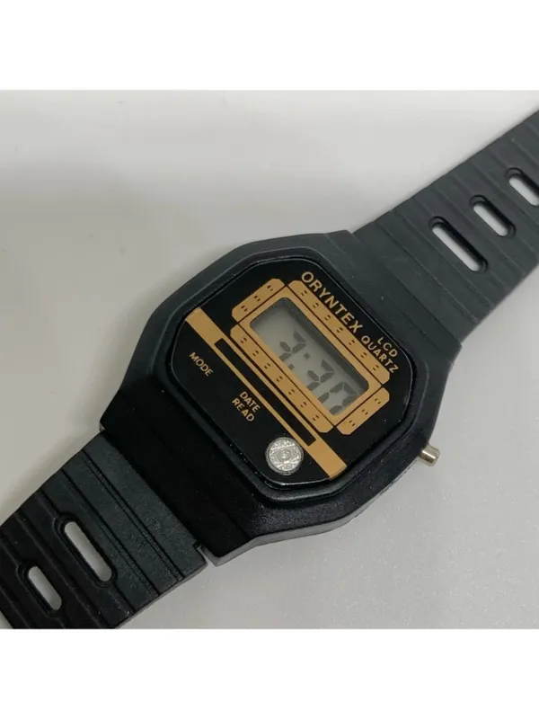 Vintage Oryntex Lcd quartz digital kids/women watch 26mm black tone running - Image 2