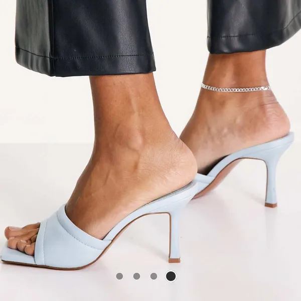 Nwot Asos Square Toe Heeled Sandals Baby Blue Us8 - Image 4