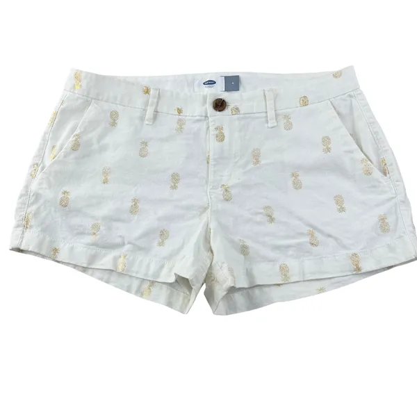 Gold Pineapple‎ Linen Blend Shorts Coastal Vacation Resort Women 4 Preppy Beachy - Image 2