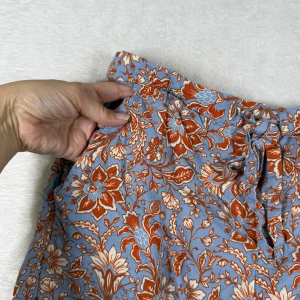 Rachel Zoe Blue Floral Linen Blend Short Sleeve Button Down Pajama Set Small‎ - Image 9