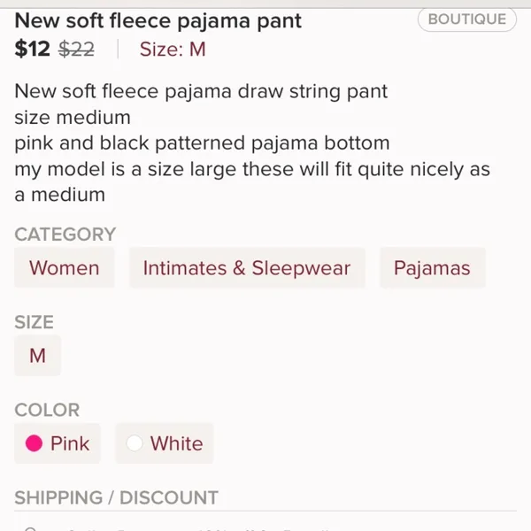 Major sale $11 was $15 New pink Geometric plush sleep pant size M barbie core - Image 6