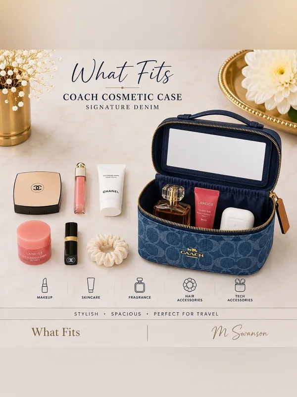 NEW Coach Signature Denim Cosmetic Case with Mirror – NWT | CDC16 - Image 3