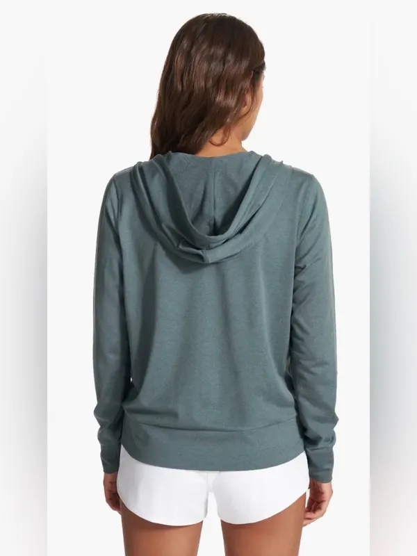 Vuori NWOT Halo Performance Hoodie Heather Blue Green Full-Zip sweatshirt XS - Image 3
