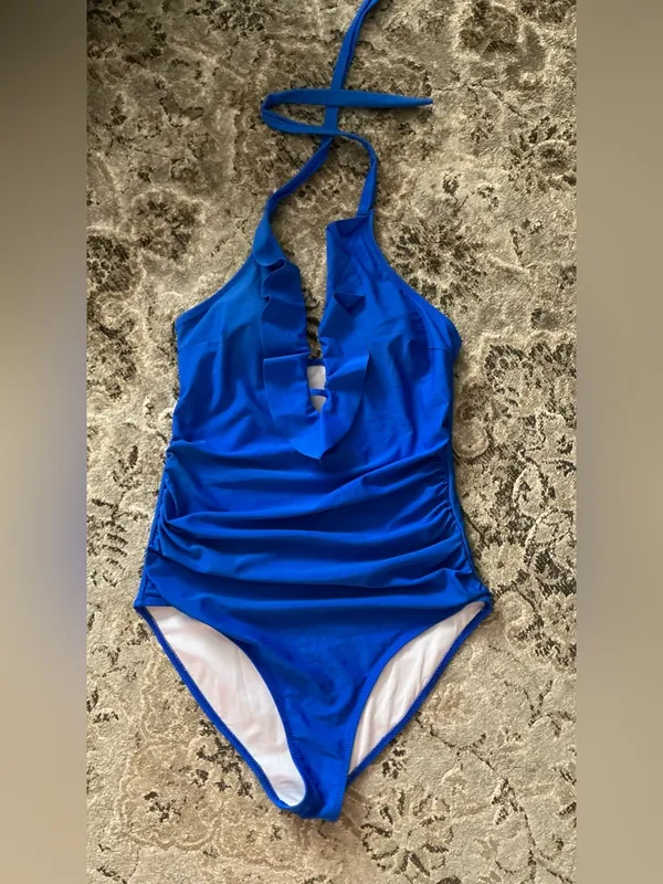 Flattering Royal Blue Ruffle One - Image 5