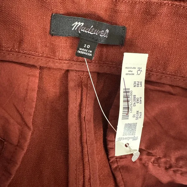 Madewell Slouchy Straight Pants in 100% Linen Henna Brown Relaxed US 10 NWT - Image 11