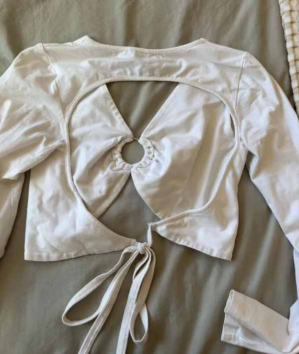 Adika White Open Back Crop Top - Image 2
