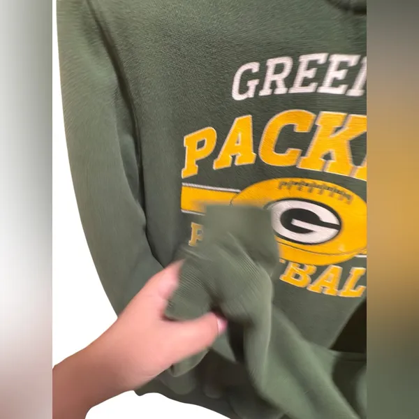 Women’s Large OuterStuff Green Bay Packers Hoodie Sweatshirt Green Gold - Image 5