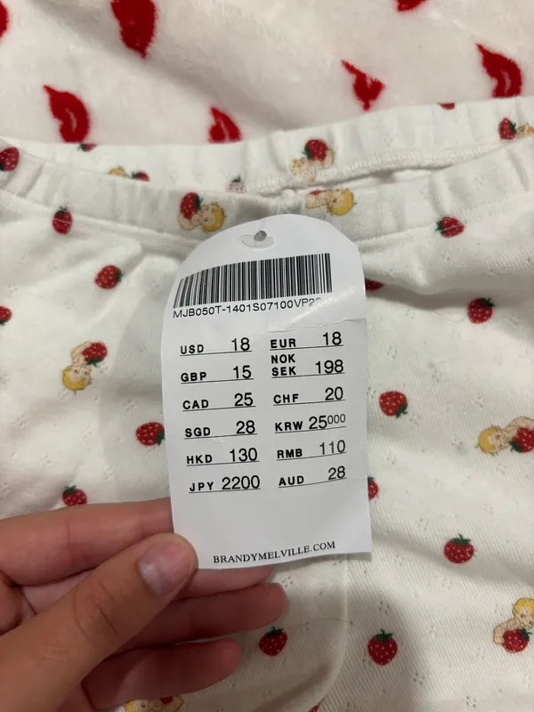 Brandy Melville/john galt strawberries and babies pj shorts NWT - Image 3