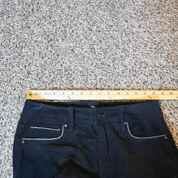 White House Black Market The Skinny Black Velvet‎ Pants Metallic Trim Size 2 - Image 6