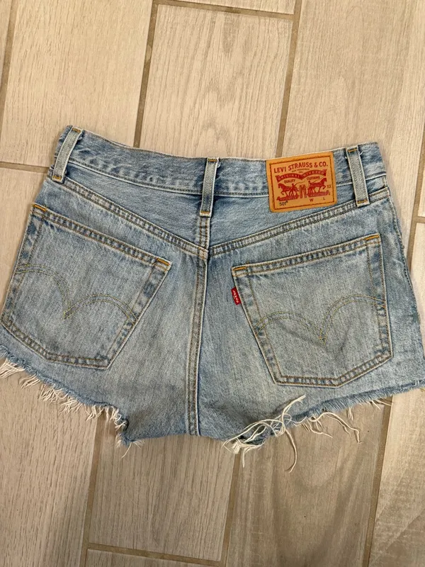 Levi's Light Blue Denim shorts with Leather Patch - Image 3