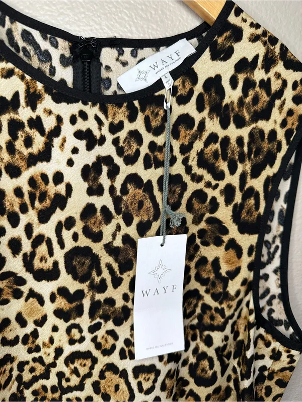 NWT WAYF Leopard Print Sleeveless Mini Dress - Image 4