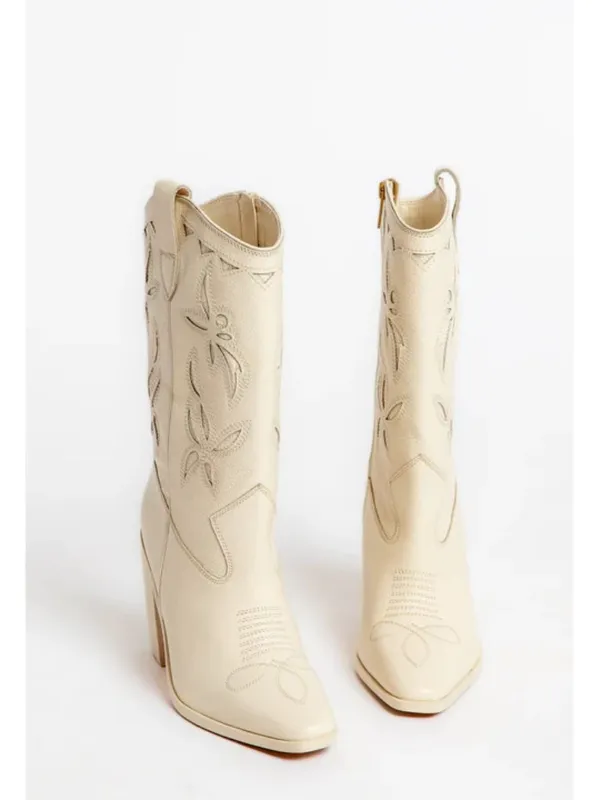 VINCE CAMUTO Alisah Square Toe Western Boot in Rich Cream Size US 8.5 - Image 2