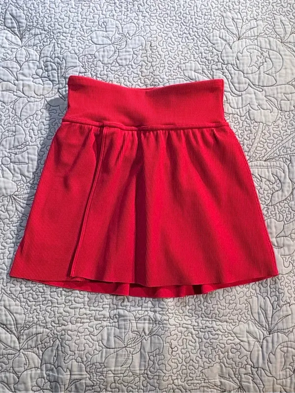 SPANX Get Moving Contour Rib Front Slit Skort True Red Sz XS👽🧡 - Image 8