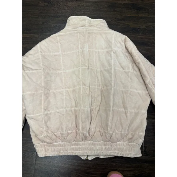 POL Clothing Cream Quilted Full-Zip Bomber Jacket - Size Small - Image 4