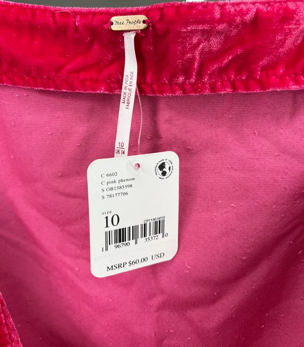 Free People Velvet Pink Mini Skirt - Image 3