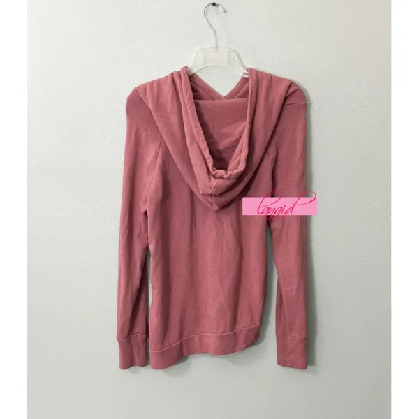 Good hYOUman Woman Up Lace-Up Hoodie Corset Asymmetric Heathered Pink Oversized - Image 5