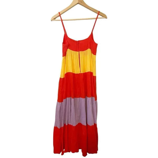 See by Chloe Striped Multi Color Cotton Crinkle Midi Dress‎ Size 2 - Image 3