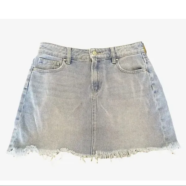Pacsun Short Mini Womens Raw Hem Skirt Denim Minimalist Jeans SZ 27 - Image 2