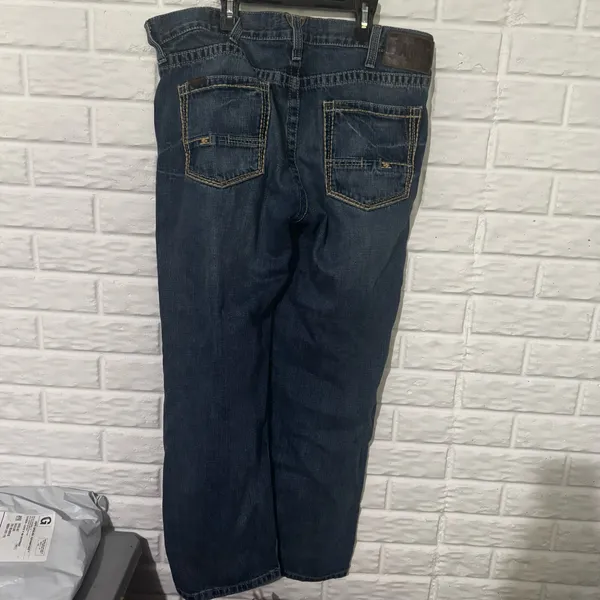 Ariat M5 Ridgeline Gambler Jeans Men 36x30 Blue Denim Whiskered Y2k Straight Leg - Image 3