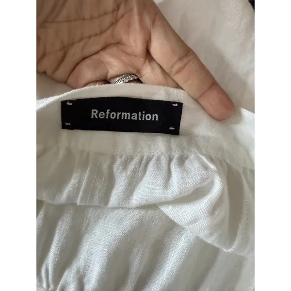 Reformation Molto Linen Wrap Skirt size XS White Midi - Image 4