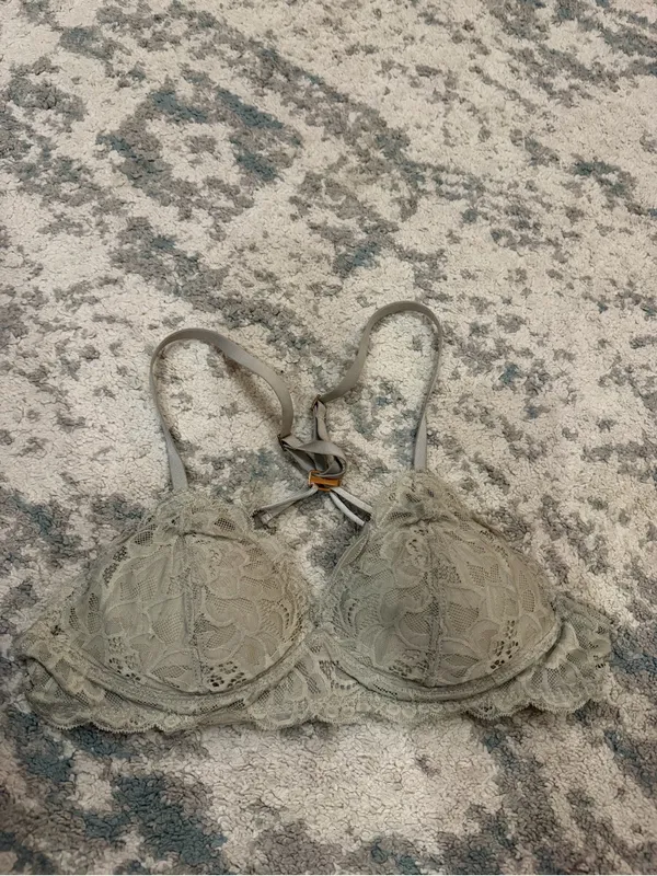 Aerie Grey Taupe Lace Push Up Bra 32B Cross Back - Image 2