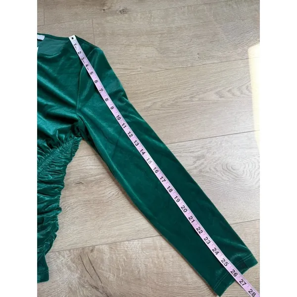 NWT Loft velvet velour green side cinch long sleeve blouse dressy soft size L - Image 8