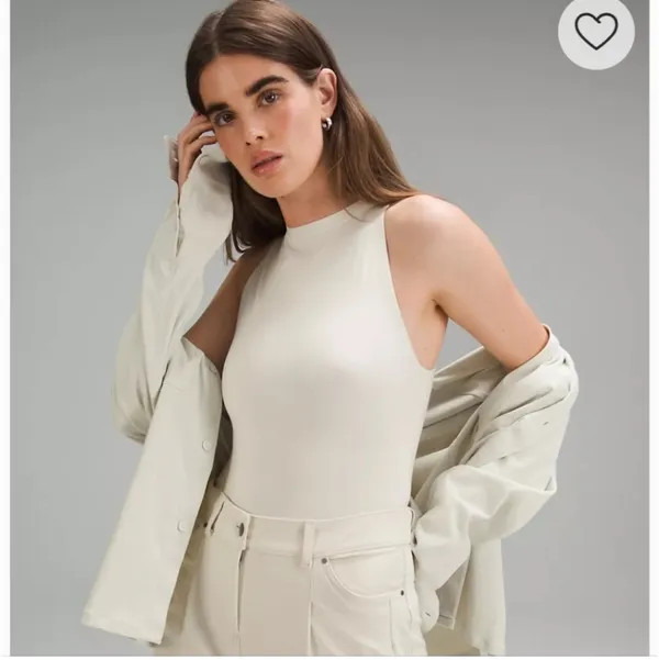lululemon athletica High-Neck One-Piece bodysuit in Cream M - Image 4