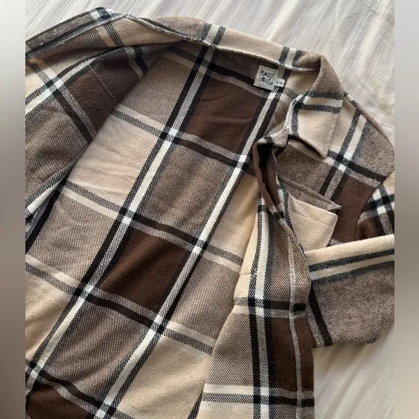 Princess Polly Brown Plaid Lightweight Jacket - Image 6
