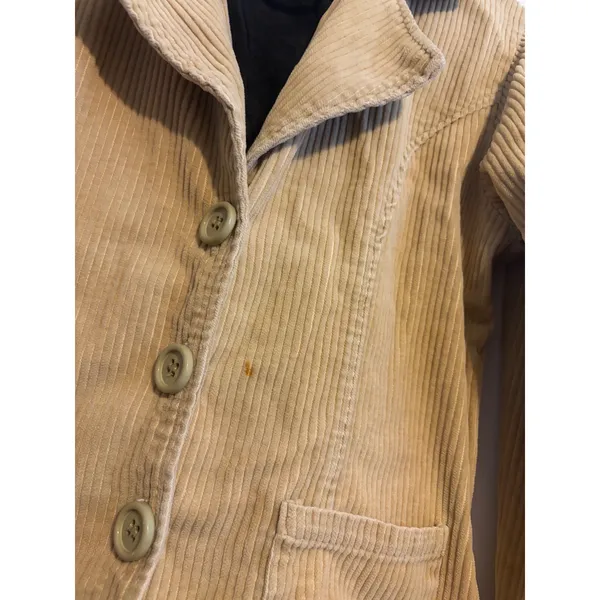Sixty Canal‎ Blazer Corduroy Vintage Tan Button Front Patch Pockets Medium - Image 2
