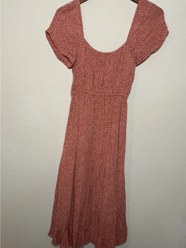Abercrombie & Fitch XXS Rust Spotted Midi Dress Cottagecore Boho Prairie - Image 3