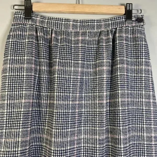 VINTAGE Pendleton Size 6 Wool Plaid Tartan‎ Midi Skirt USA Blue Tan A-line - Image 2