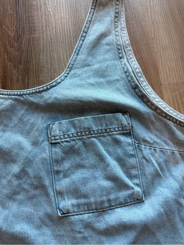 Light Blue Denim Tank Dress‎ with Pocket - Image 2