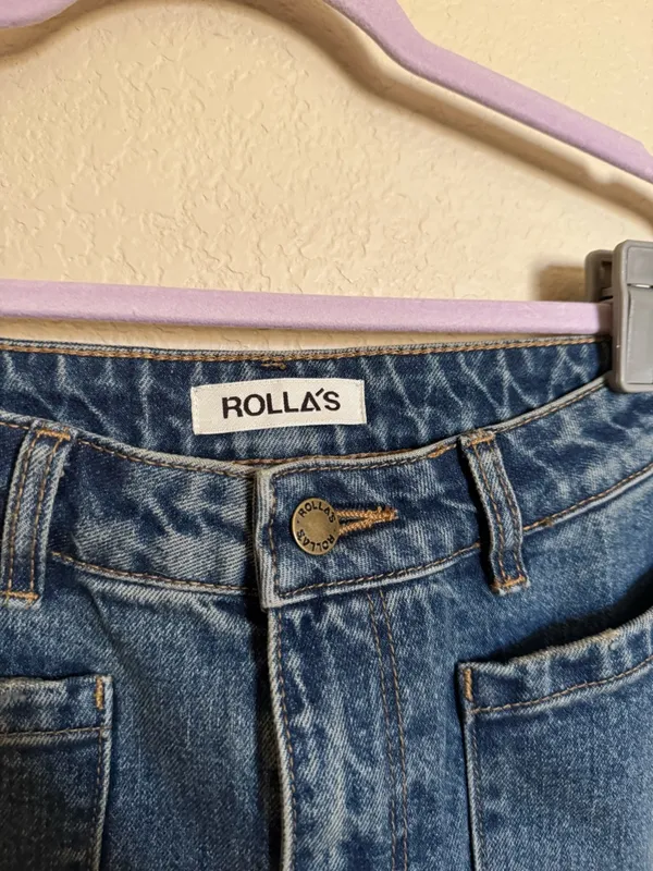 ROLLAS‎ Sailor Jean Sz 28 Pisces Blue Wide Leg High Rise - Image 6