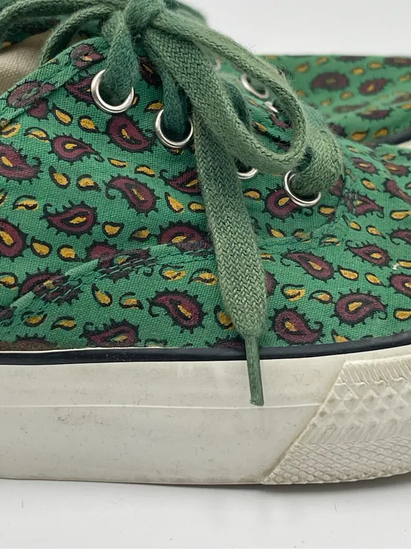 Esprit Vtg 90s Canvas Low Top Sneakers Green w/paisley AOP Print Women’s Sz 6 - Image 6