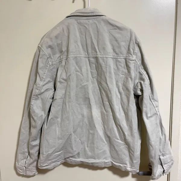 Zara Men's Utility Chore Jacket Light Grey Full Zip Patch Pockets Size Small - Image 2