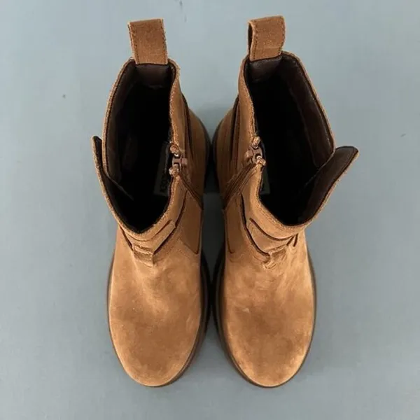 Steve Madden Coletta Lug Sole Tan Suede Buckle Ankle Booties‎ - Image 7