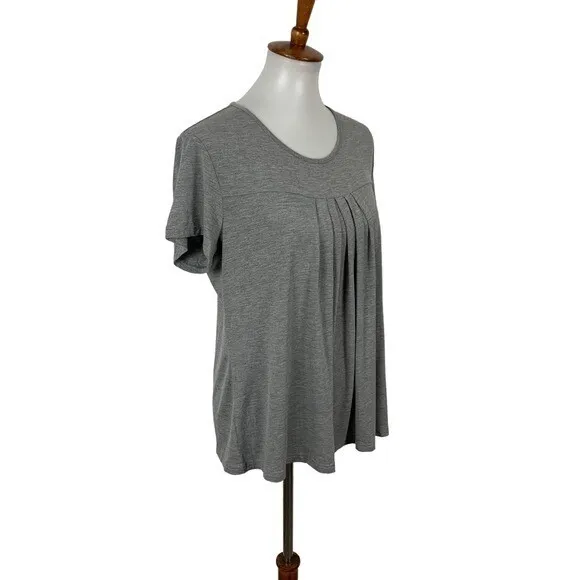 Latuza Pajama Top Medium Gray Short Sleeve Soft‎ Lounge Sleepwear Basic - Image 2