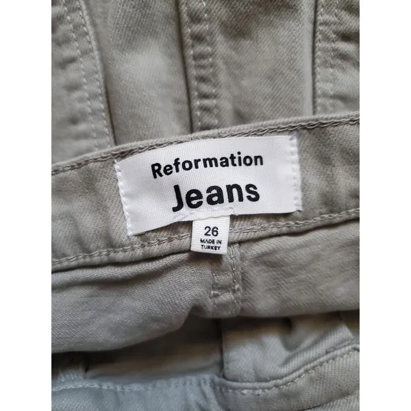 REFORMATION Pants Women 26 Alyssa High Rise Wide Leg Jean Green FLAW STAINED - Image 5