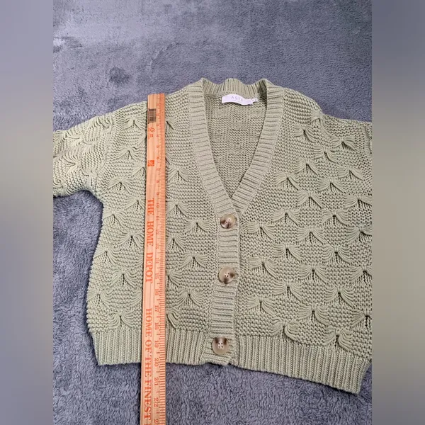 Astr the label Green Knit Cardigan Sweater small - Image 4