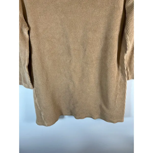 Reformation Jeans Tan Ribbed Knit Organic Cotton 3/4 Sleeve Top‎ Small Designer - Image 9