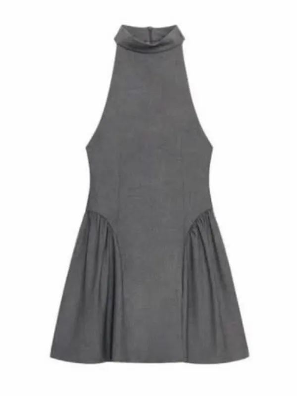 Zara Charcoal Halter Fit and Flare Mini Dress - Image 3